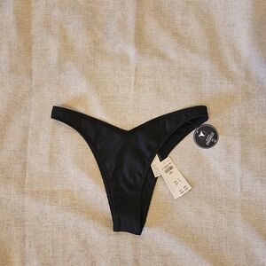 Hollister Black Ribbed Bikini Bottom